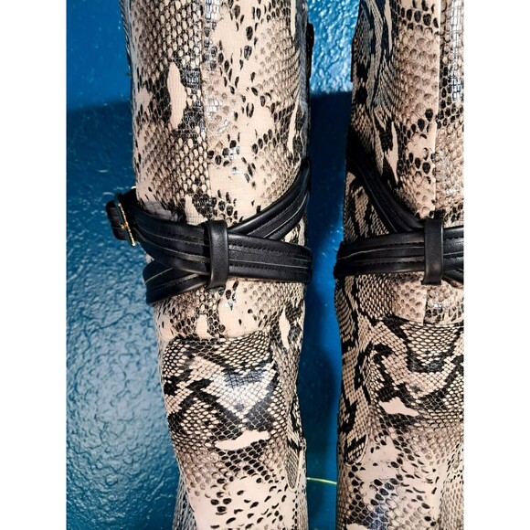 Claudeta Snakeskin Boots Faux Leather Size 10M  Zip Up Chunk Heel Womens - Picture 8 of 13